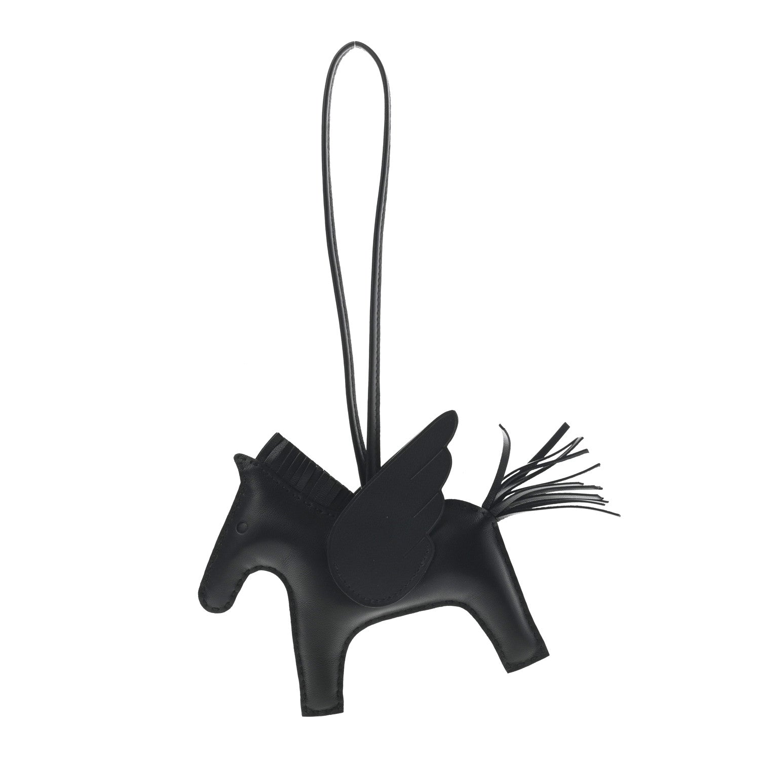 Hermes Milo Lambskin Grigri Rodeo Pegase Horse Bag Charm MM So Black 1 of 4