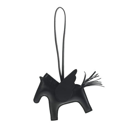 Hermes Milo Lambskin Grigri Rodeo Pegase Horse Bag Charm MM So Black 1 of 4