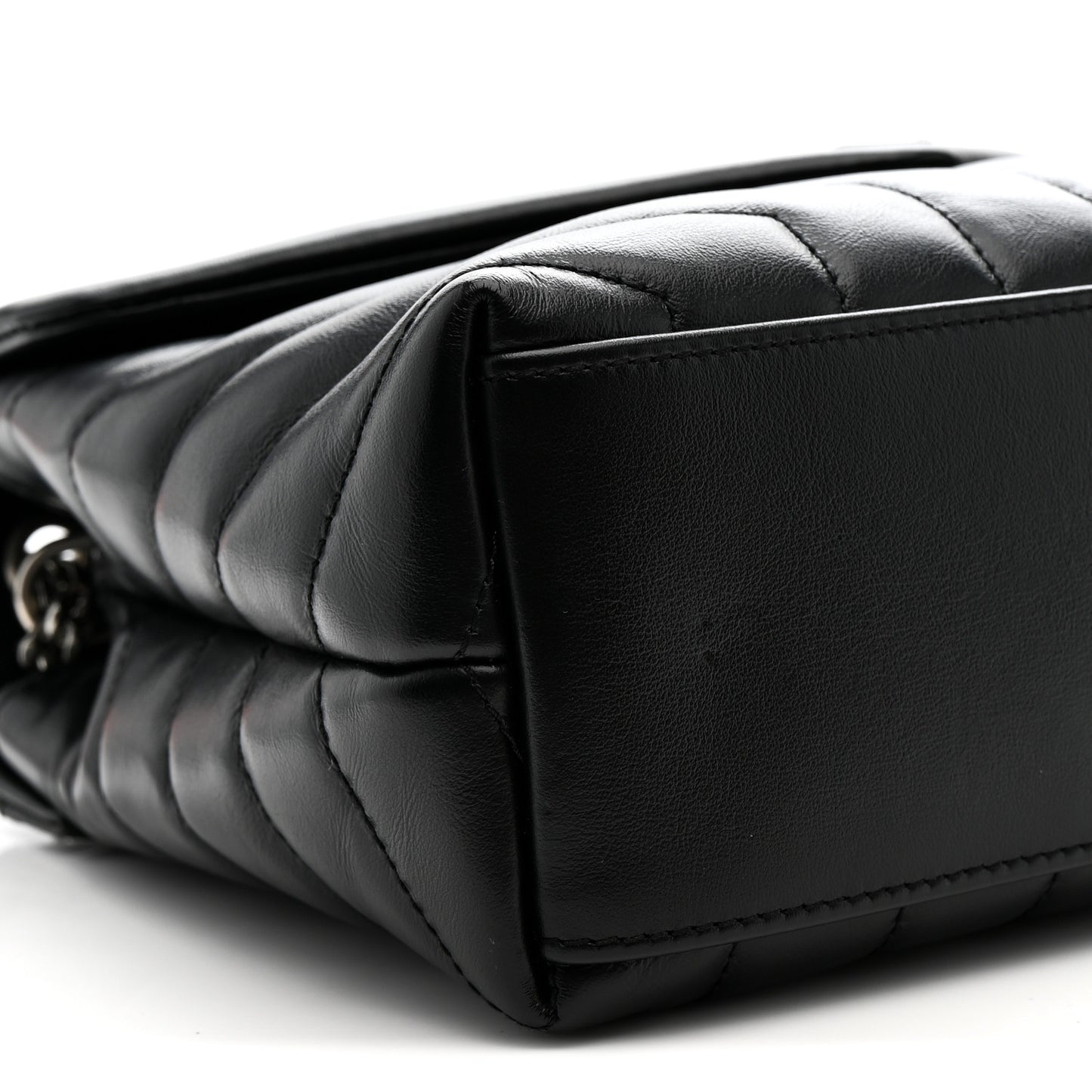 Calfskin Y Quilted Monogram Small Loulou Chain Satchel Black