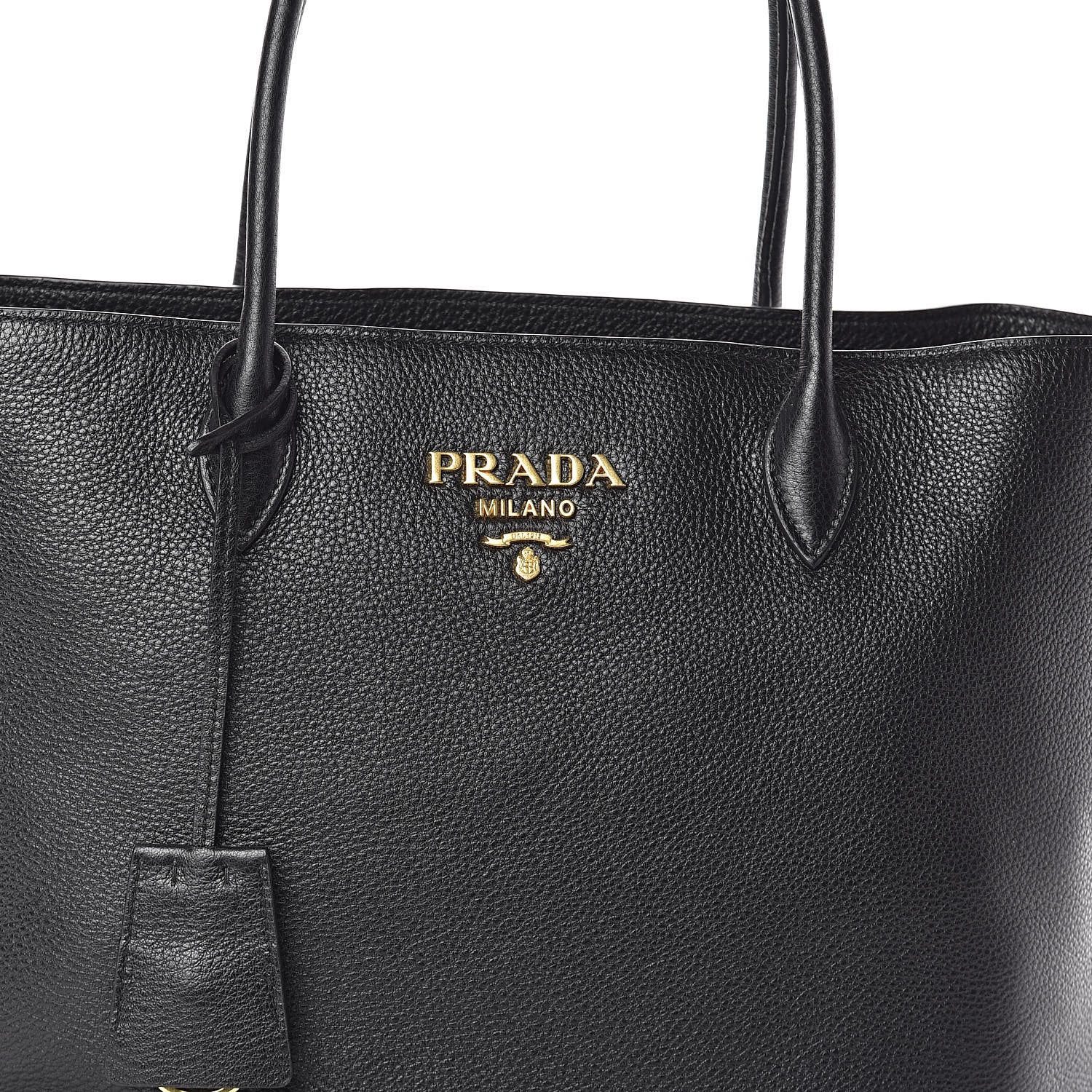 Prada Vitello Daino Side Zip Tote Black 7 of 14