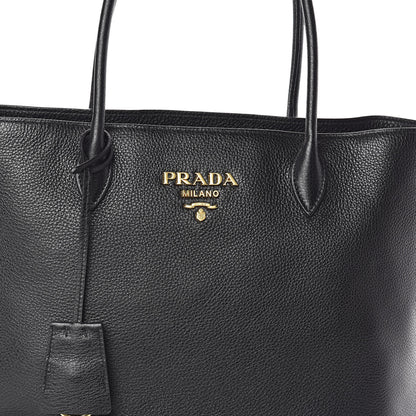 Prada Vitello Daino Side Zip Tote Black 7 of 14