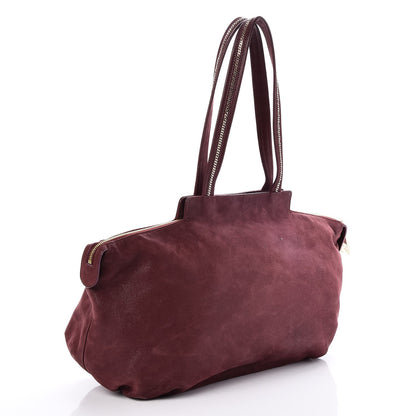 Fendi Metallic Nubuck Medium Chains Tote Rosso Scuro 3 of 7