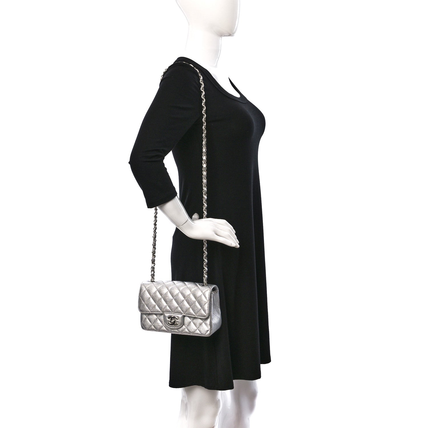 Chanel Metallic Lambskin Quilted Mini Rectangular Flap Silver 2 of 9