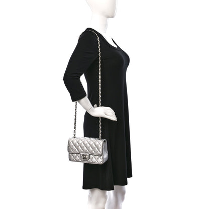 Chanel Metallic Lambskin Quilted Mini Rectangular Flap Silver 2 of 9