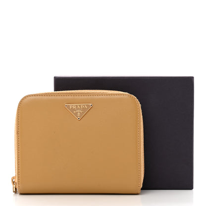 Prada Saffiano Triangle Compact Zip Around Wallet Miele 13 of 13