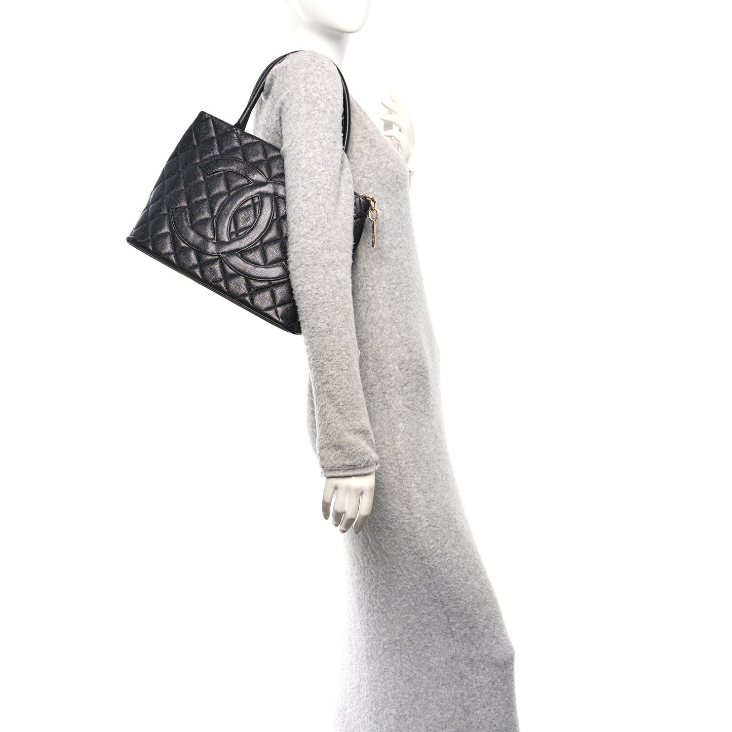 Caviar Quilted Medallion Tote Black