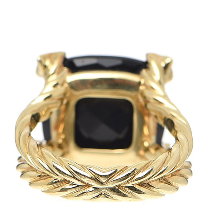 David Yurman 18K Yellow Gold Diamond Black Onyx 15mm Cushion On Point Ring 52 6 4 of 6