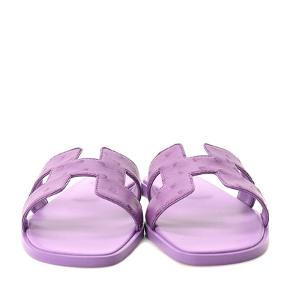 Hermes Ostrich Oran Sandals 37 Violet 3 of 10