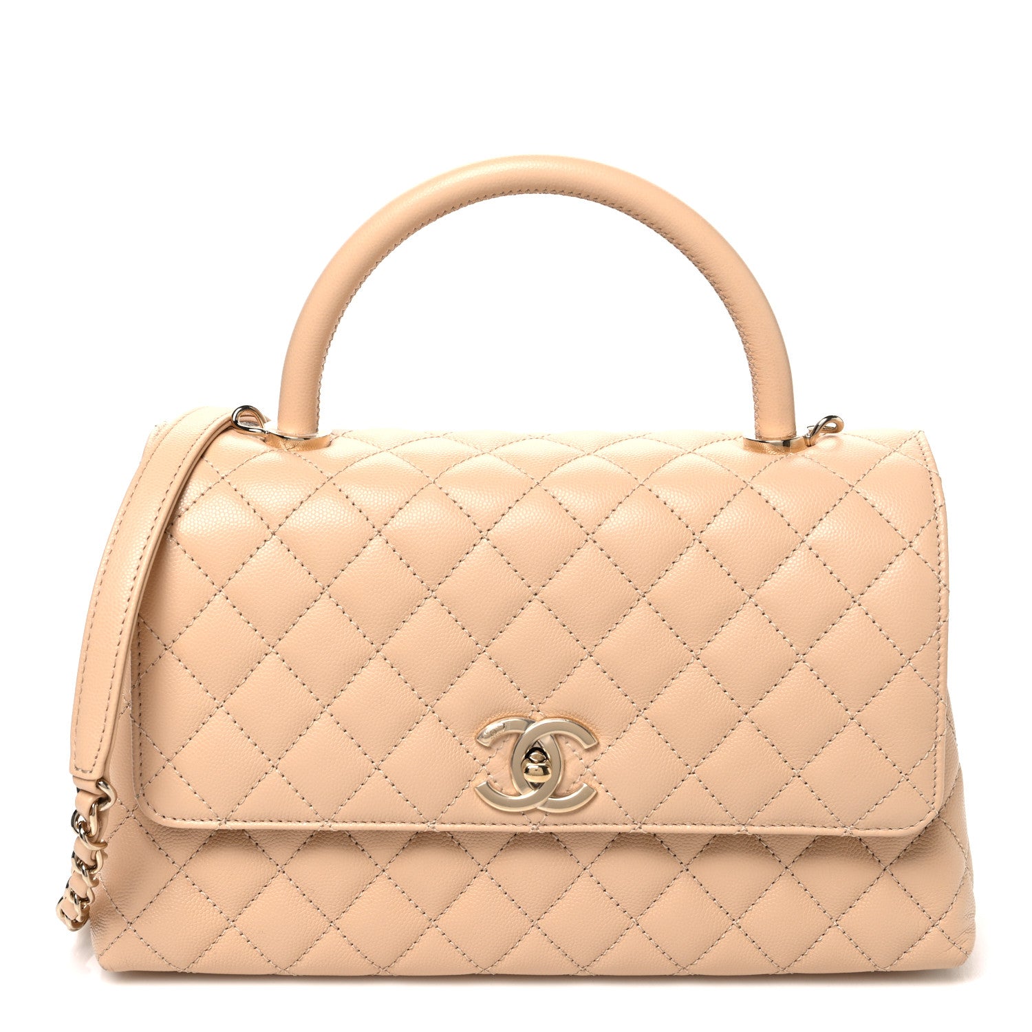 Chanel Caviar Quilted Small Coco Handle Flap Beige 1 of 10