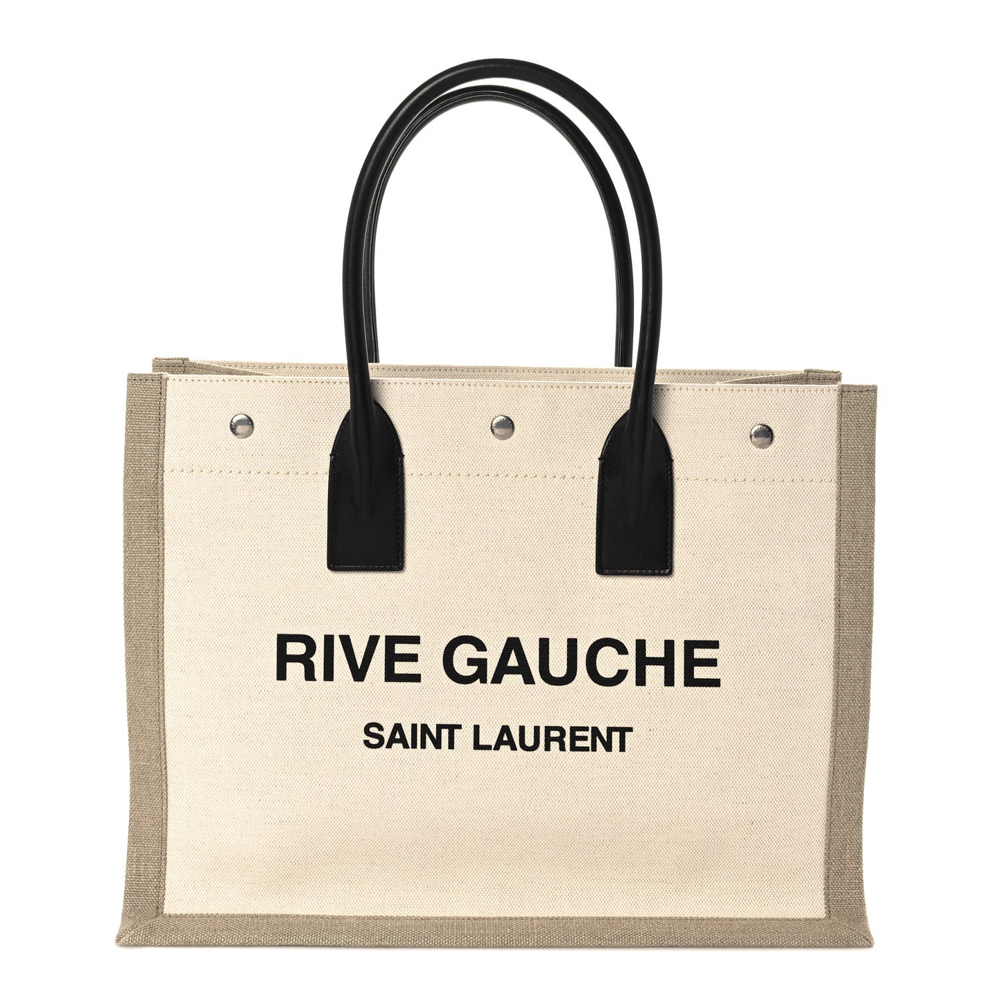 Linen Calfskin Small Rive Gauche Tote Greggio Natural