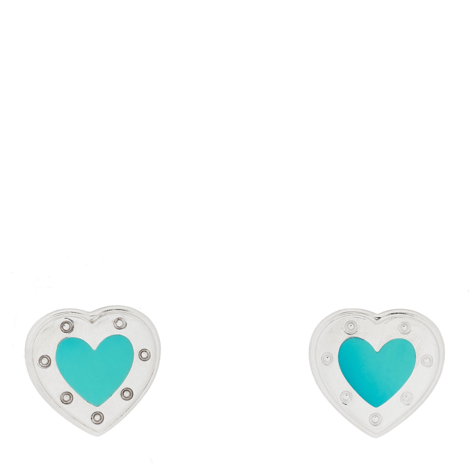 Tiffany Sterling Silver Enamel Mini Return to Tiffany Love Heart Earrings Blue 1 of 3