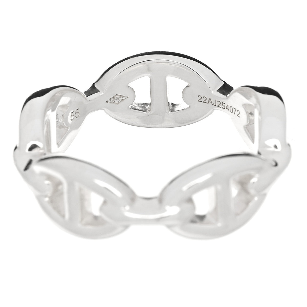 Hermes Sterling Silver PM Chaine d'Ancre Enchainee Band Ring 55 7.25 5 of 7