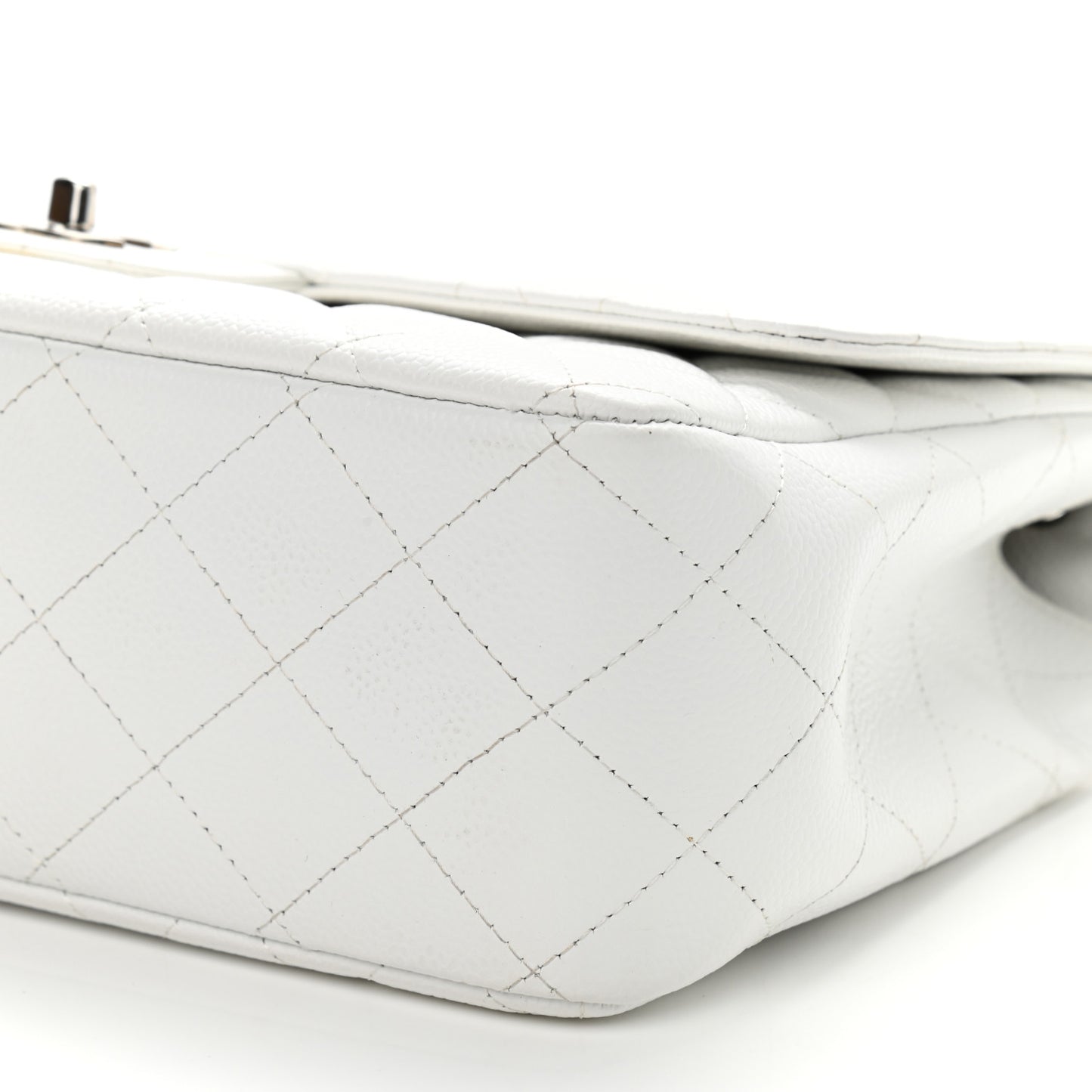 Caviar Quilted Jumbo Double Flap White