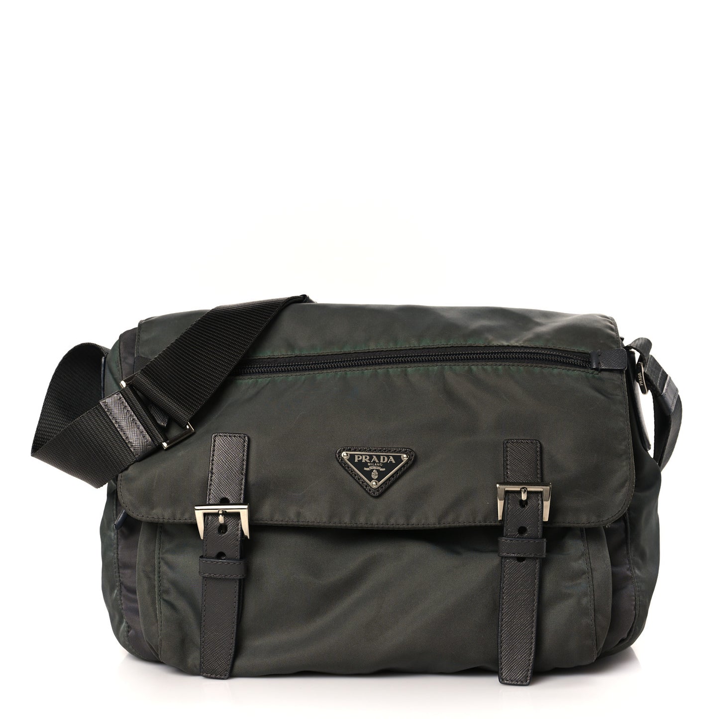 Tessuto Nylon Saffiano Vela Messenger Bag Bosco