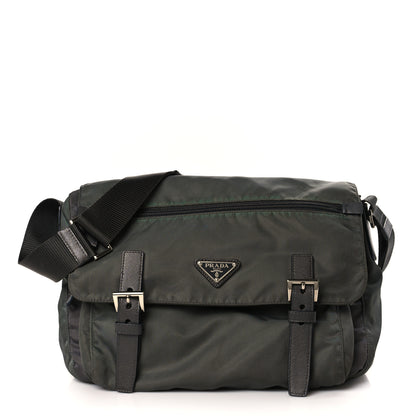Prada Tessuto Nylon Saffiano Vela Messenger Bag Bosco 1 of 9