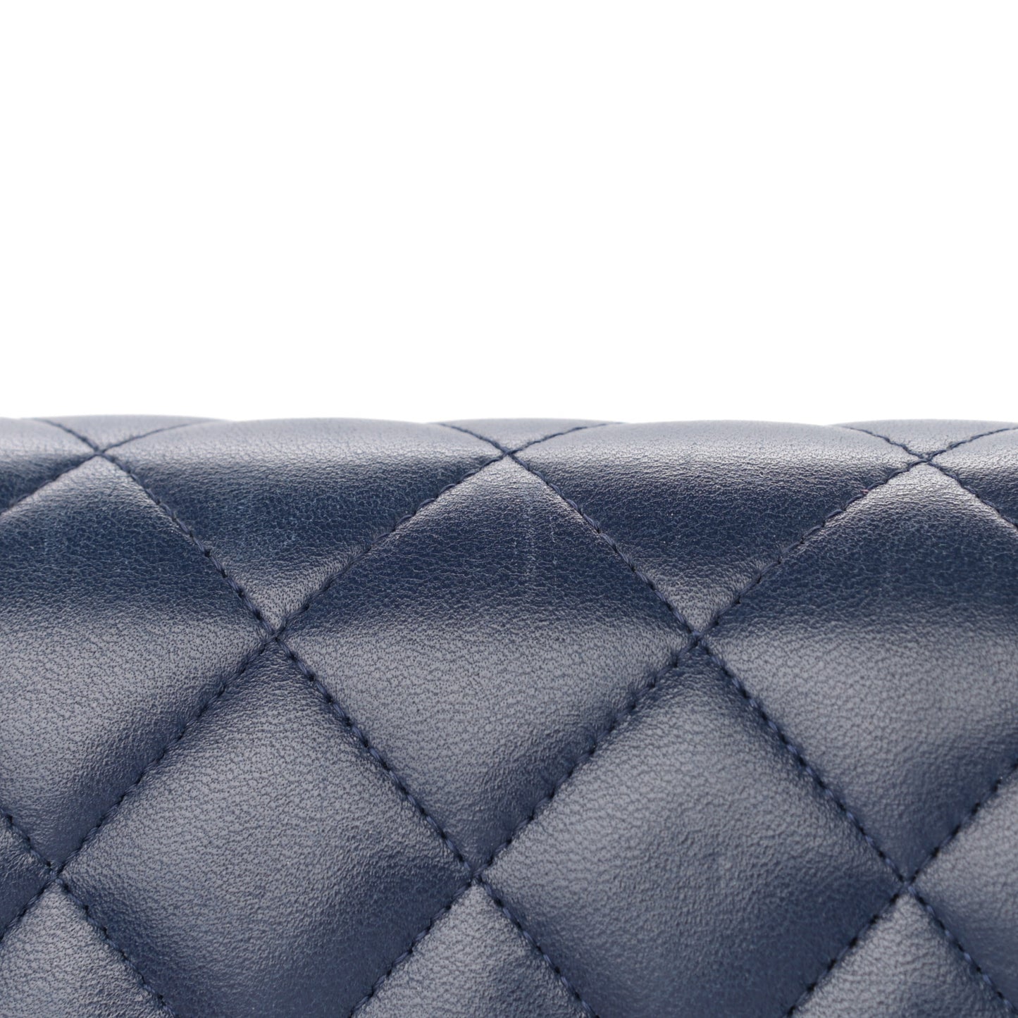 Lambskin Quilted Tri-Color Jumbo Double Flap Navy Blue Green