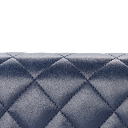 Chanel Lambskin Quilted Tri-Color Jumbo Double Flap Navy Blue Green 36 of 39