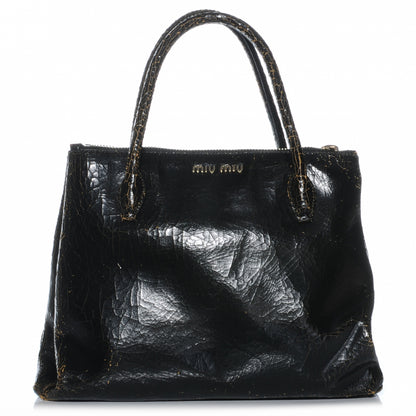 Miu Miu Leather Craquele Handbag Black 1 of 8