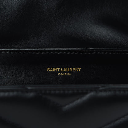 Saint Laurent Calfskin Y Quilted Monogram Small Loulou Chain Satchel Black 9 of 10