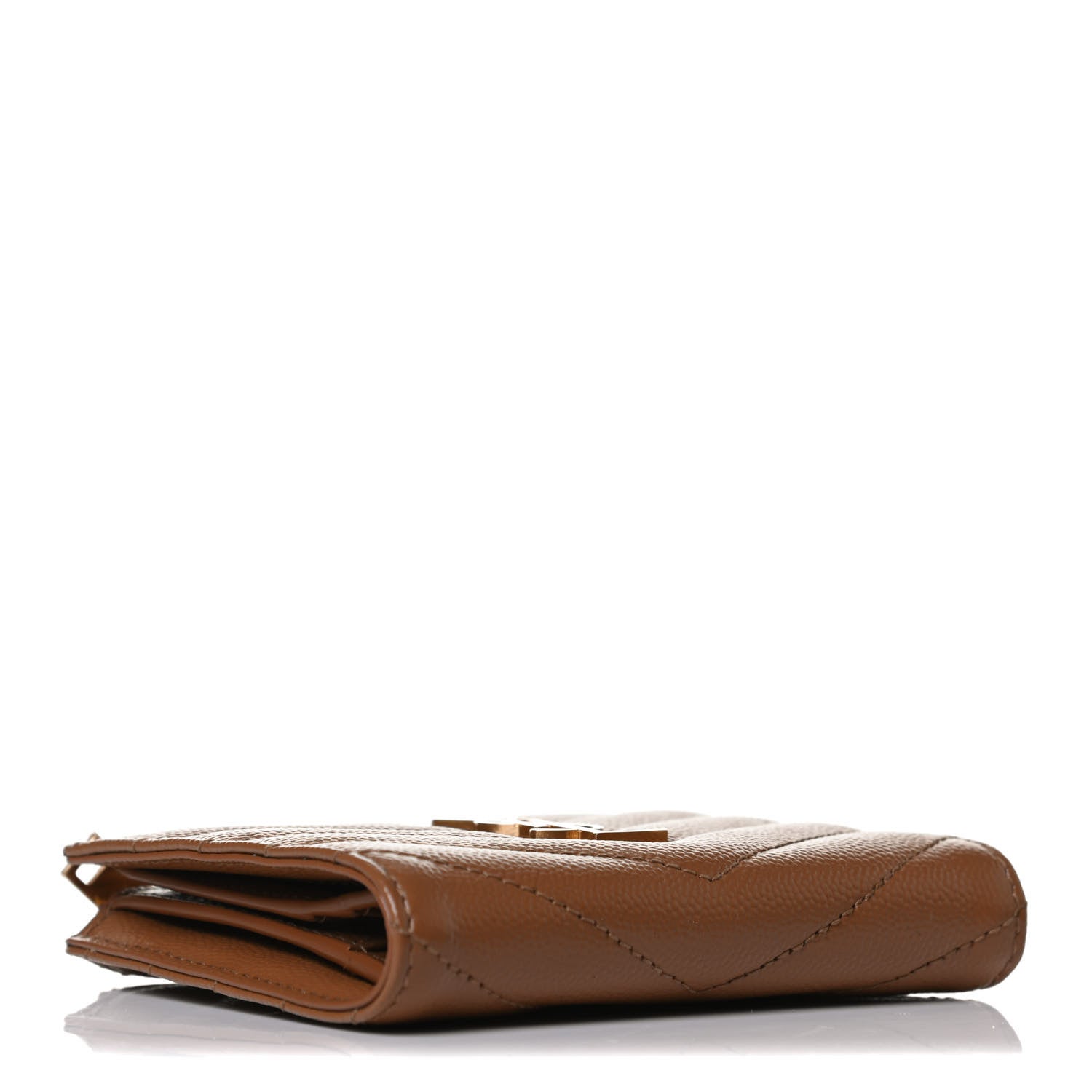 Saint Laurent Grain De Poudre Matelasse Chevron Monogram Zipped Card Case 4 of 8