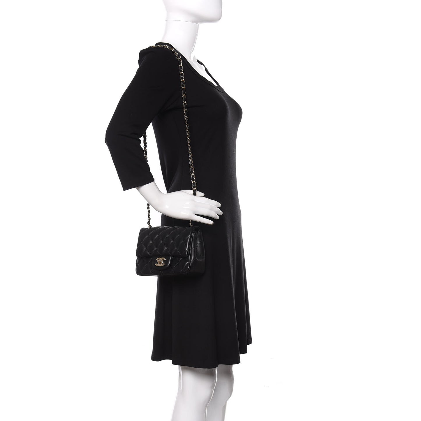 Lambskin Quilted Mini Square Flap Black