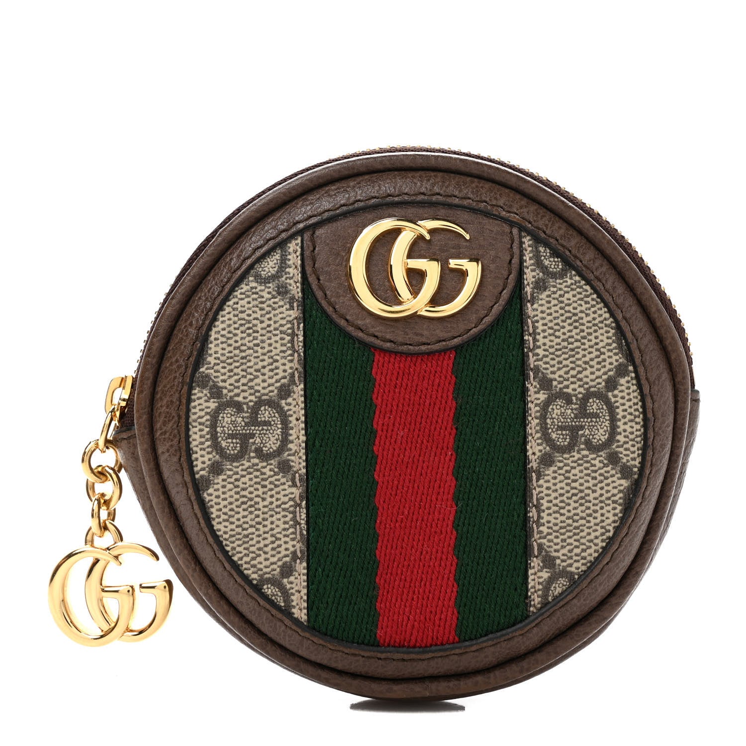 Gucci GG Supreme Monogram Web Ophidia Round Coin Purse Beige New Acero 1 of 8