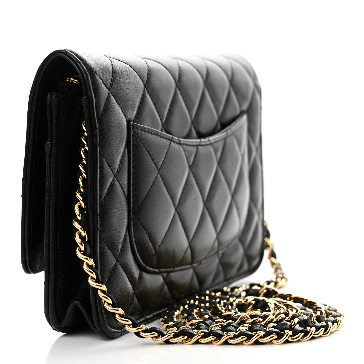 Chanel Lambskin Quilted Wallet On Chain WOC Black 3 of 12