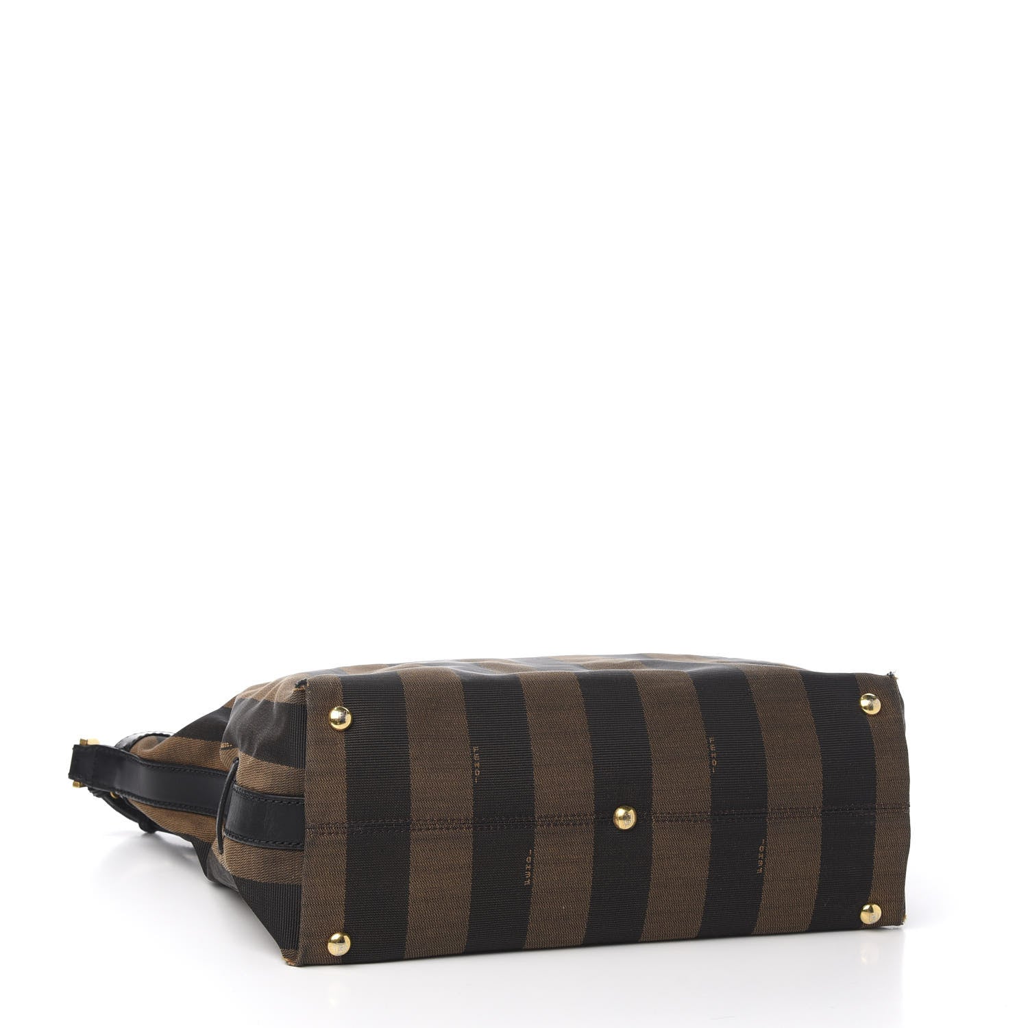 Fendi Pequin Cuoio Vegetale Shoulder Tote Tobacco Black Cuoio 3 of 13