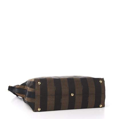 Fendi Pequin Cuoio Vegetale Shoulder Tote Tobacco Black Cuoio 3 of 13