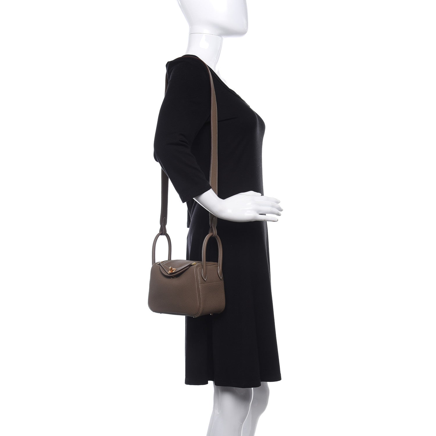 Hermes Taurillon Clemence Mini Lindy 20 Etoupe 2 of 11
