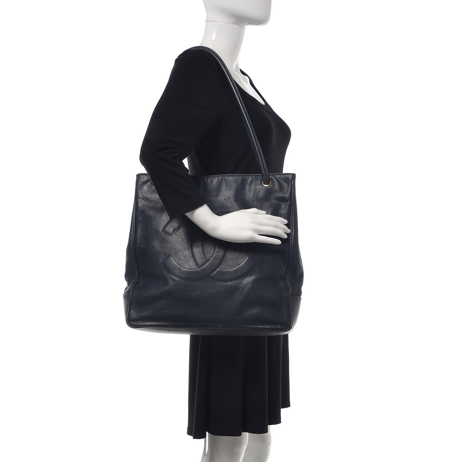 Chanel Caviar Timeless CC Shoulder Bag Navy Blue 2 of 19