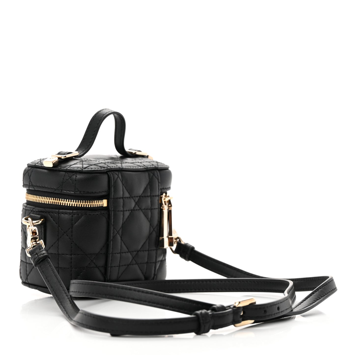 Lambskin Cannage Micro Lady Dior Vanity Case Black