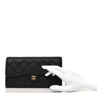 Chanel Caviar Quilted Large Gusset Flap Wallet Black 2 of 10