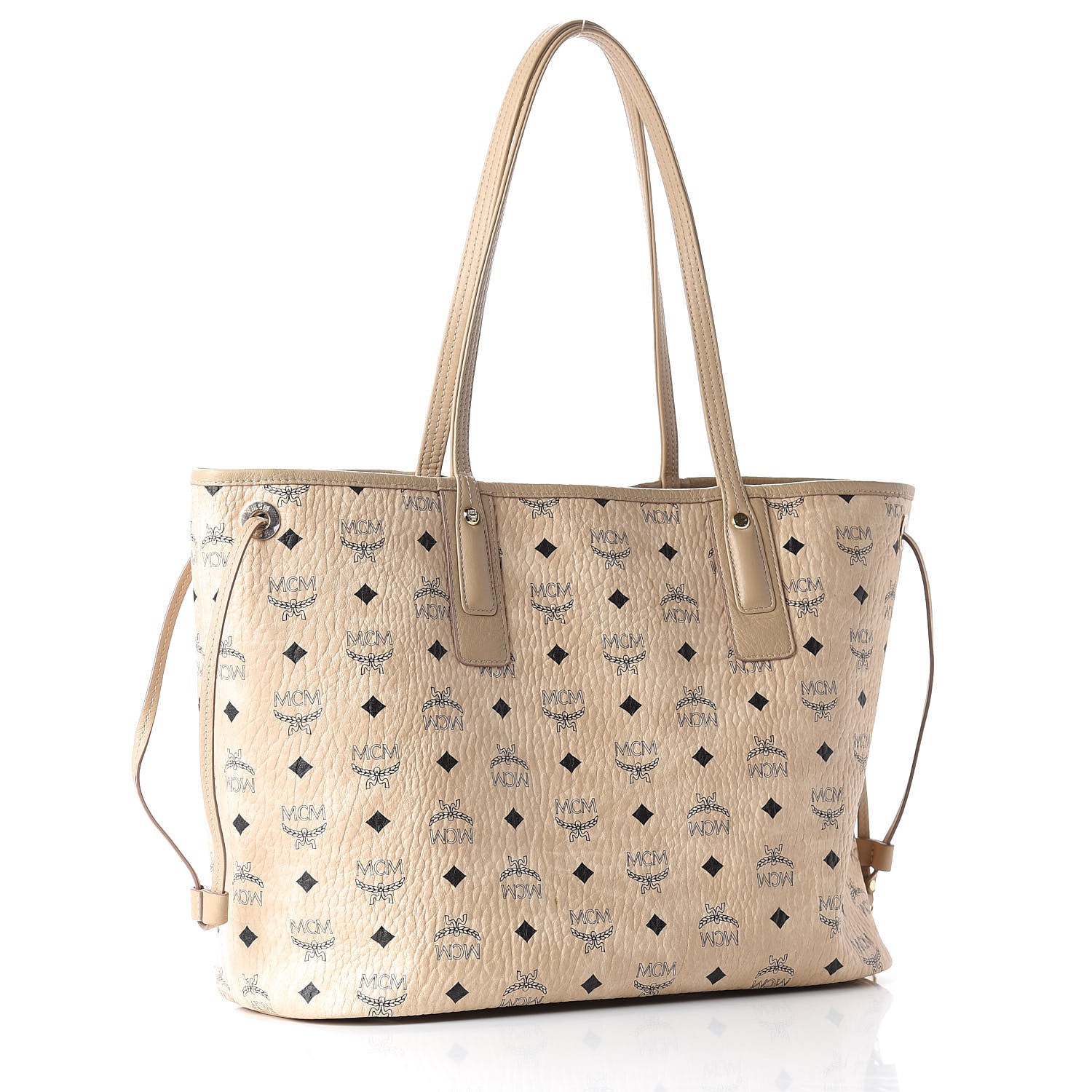 MCM Visetos Medium Liz Reversible Shopper Tote Beige 4 of 12