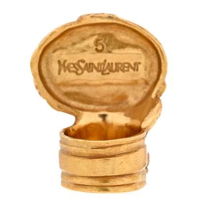 Saint Laurent Glass Cabochon Arty Ovale Ring 49 5 Gold Blue 3 of 4