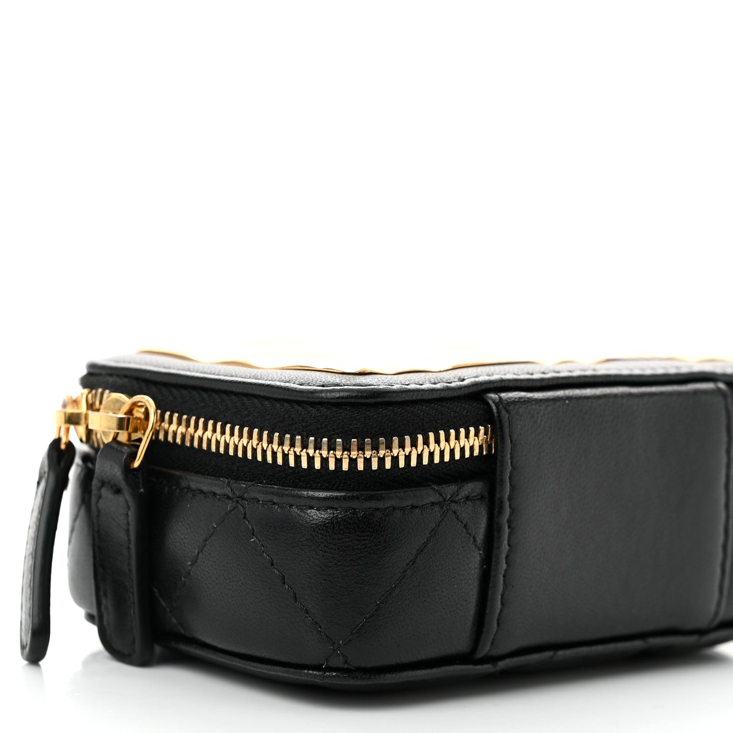 Lambskin Quilted Mini Golden Plate Clutch With Chain Black