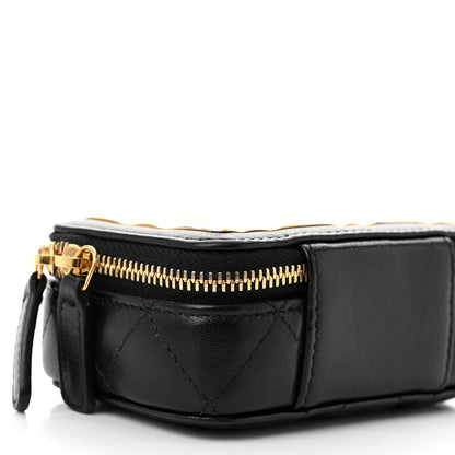 Chanel Lambskin Quilted Mini Golden Plate Clutch With Chain Black 9 of 10