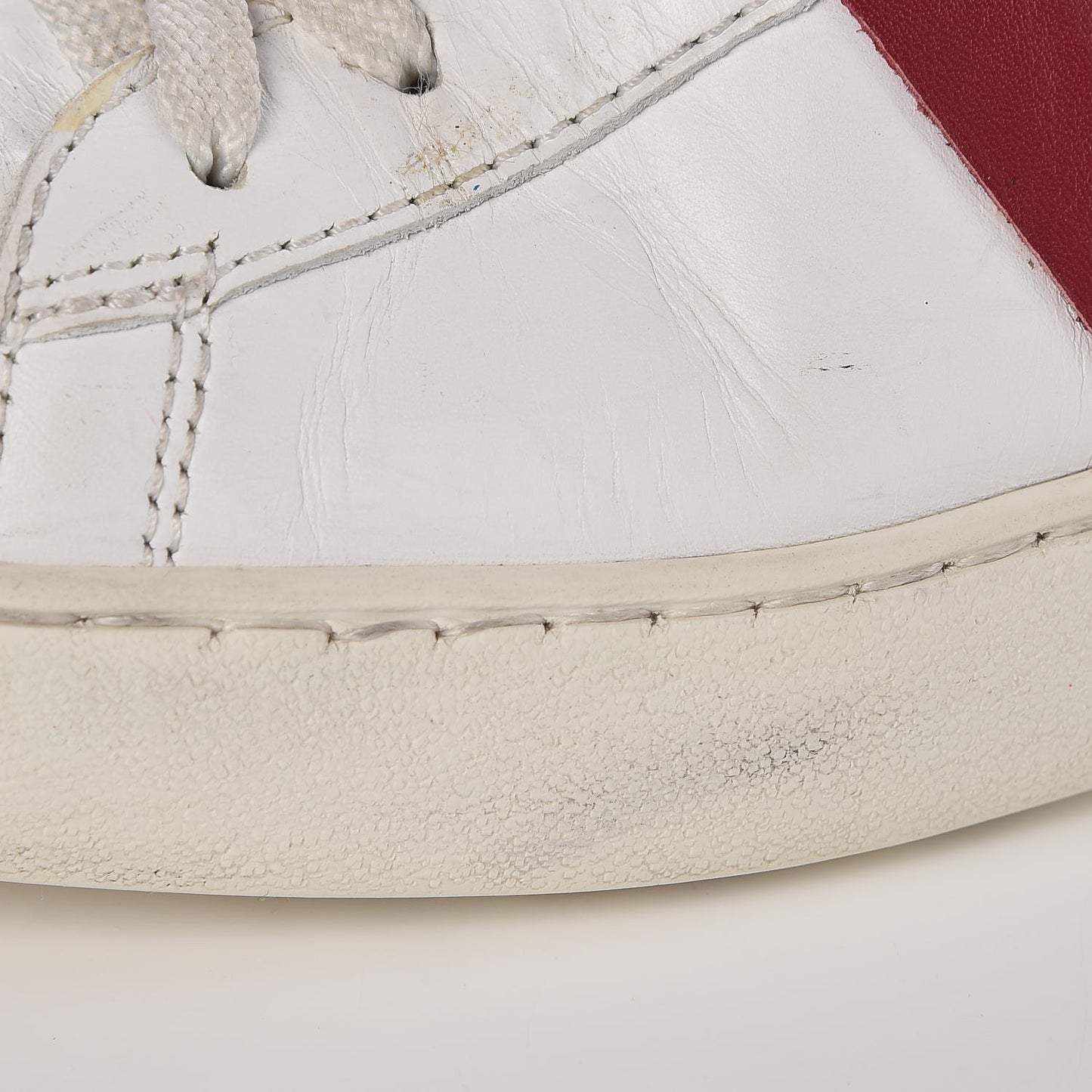 Calfskin Womens Rockstud Open High Top Sneakers 40 White Red