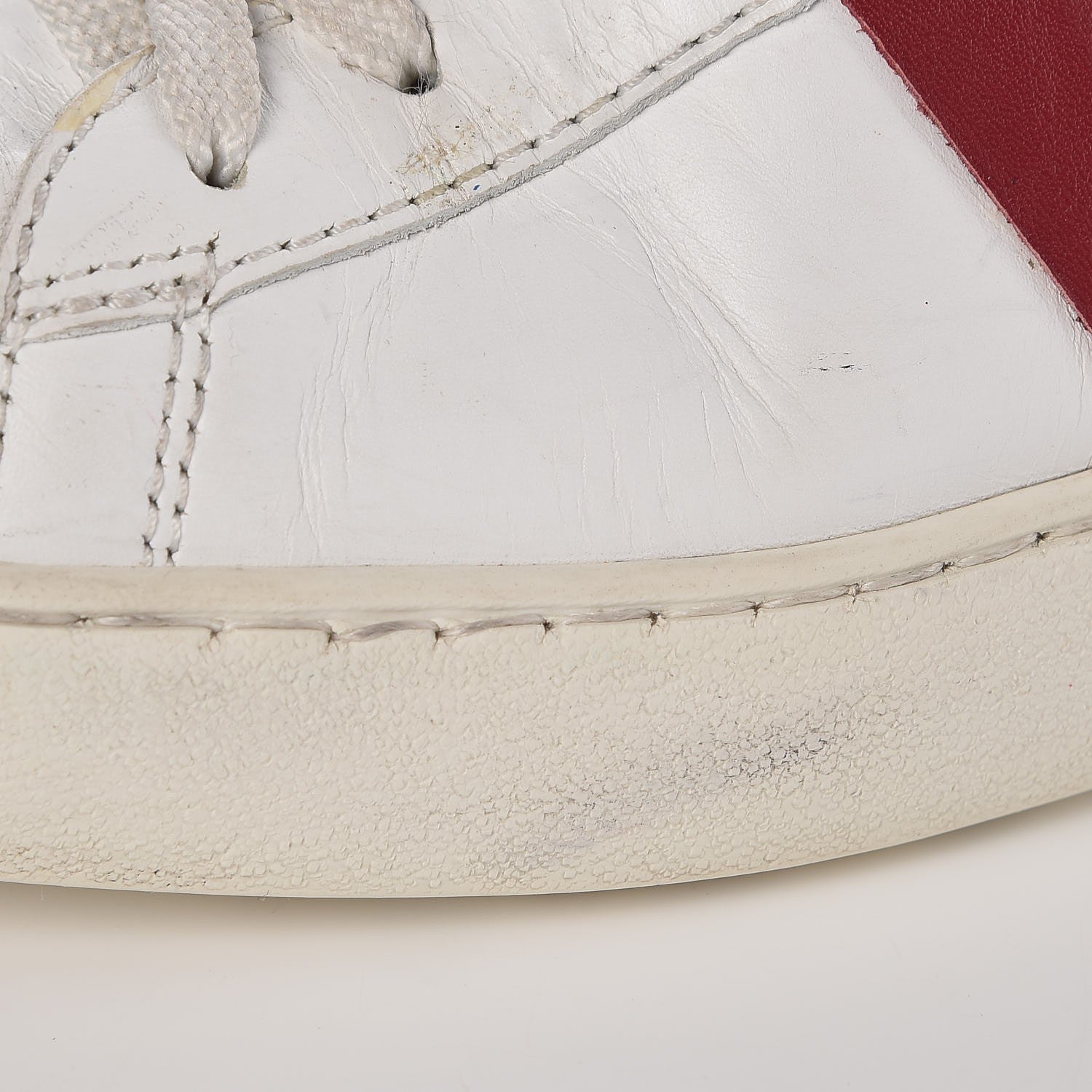 Valentino Garavani Calfskin Womens Rockstud Open High Top Sneakers 40 White Red 14 of 16