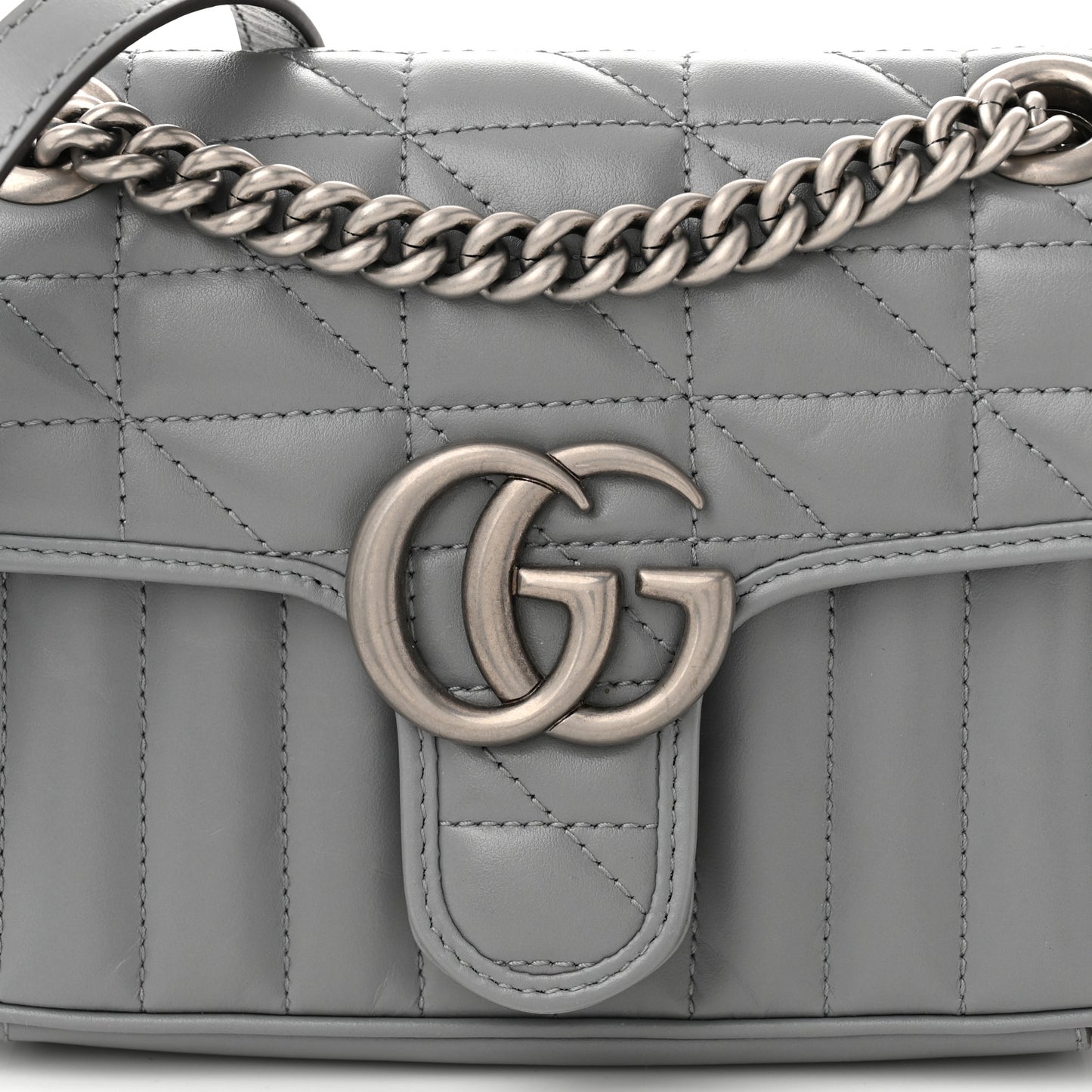 Calfskin Matelasse Aria Mini GG Marmont Shoulder Bag Deep Grey