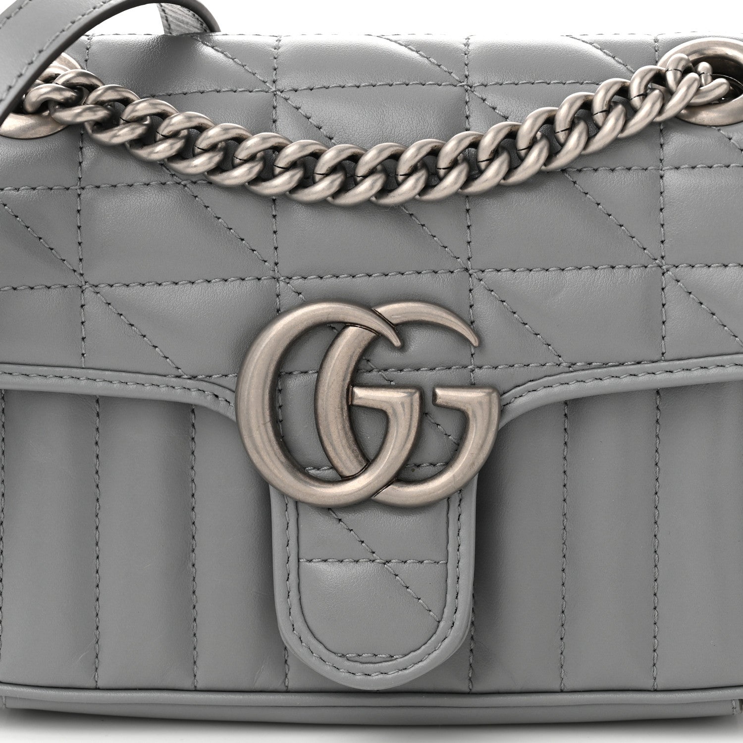 Gucci Calfskin Matelasse Aria Mini GG Marmont Shoulder Bag Deep Grey 8 of 10