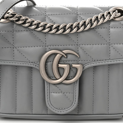 Gucci Calfskin Matelasse Aria Mini GG Marmont Shoulder Bag Deep Grey 8 of 10