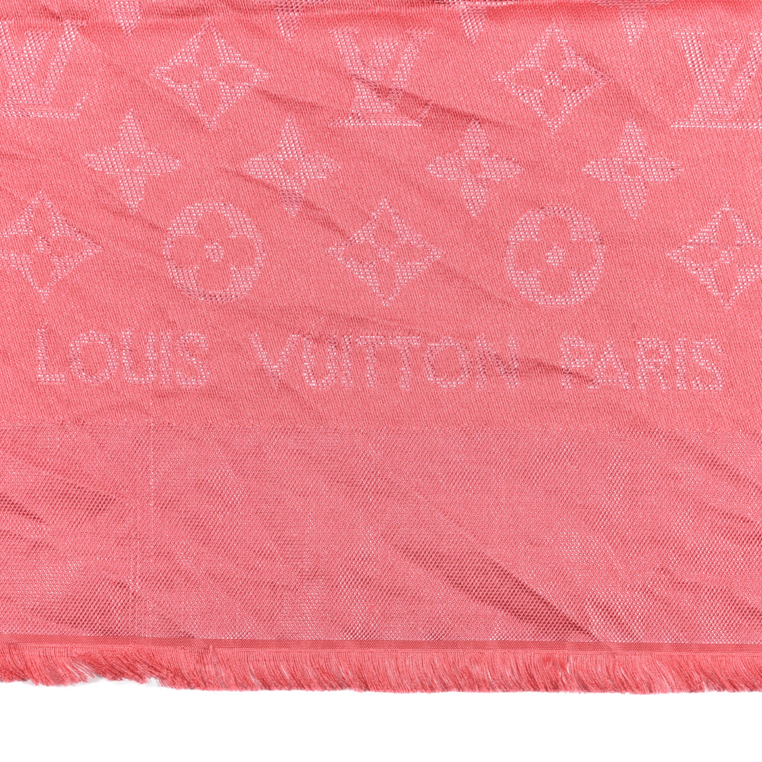 Louis Vuitton Silk Lurex Wool Monogram Shine Shawl Fuchsia 2 of 3