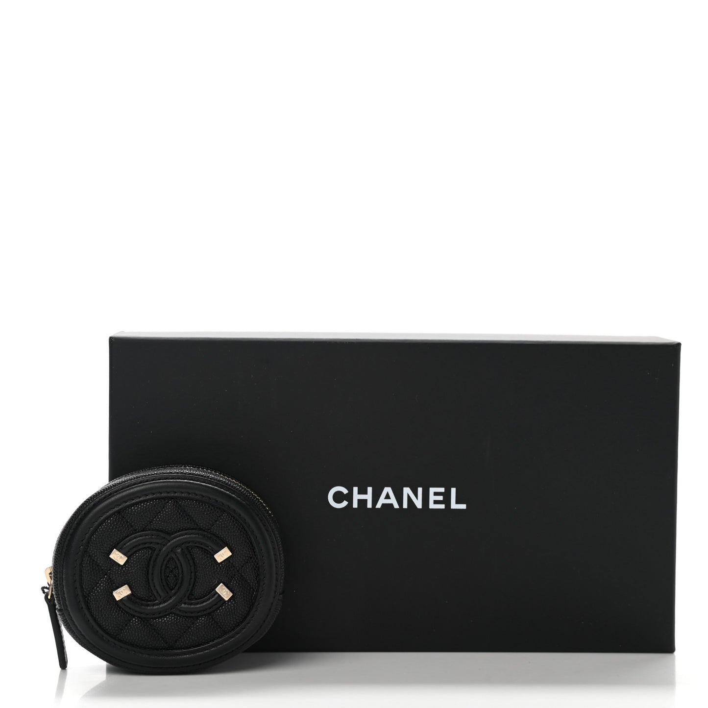 Caviar Quilted Filigree Zip Around Classic Coin Purse Black