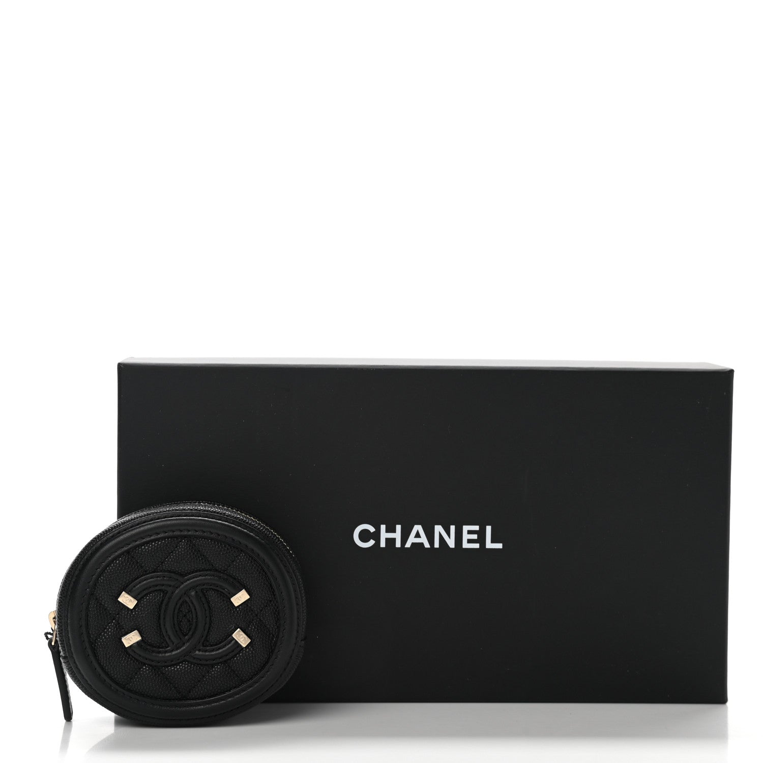 Chanel Caviar Quilted Filigree Zip Around Classic Coin Purse Black 8 of 8