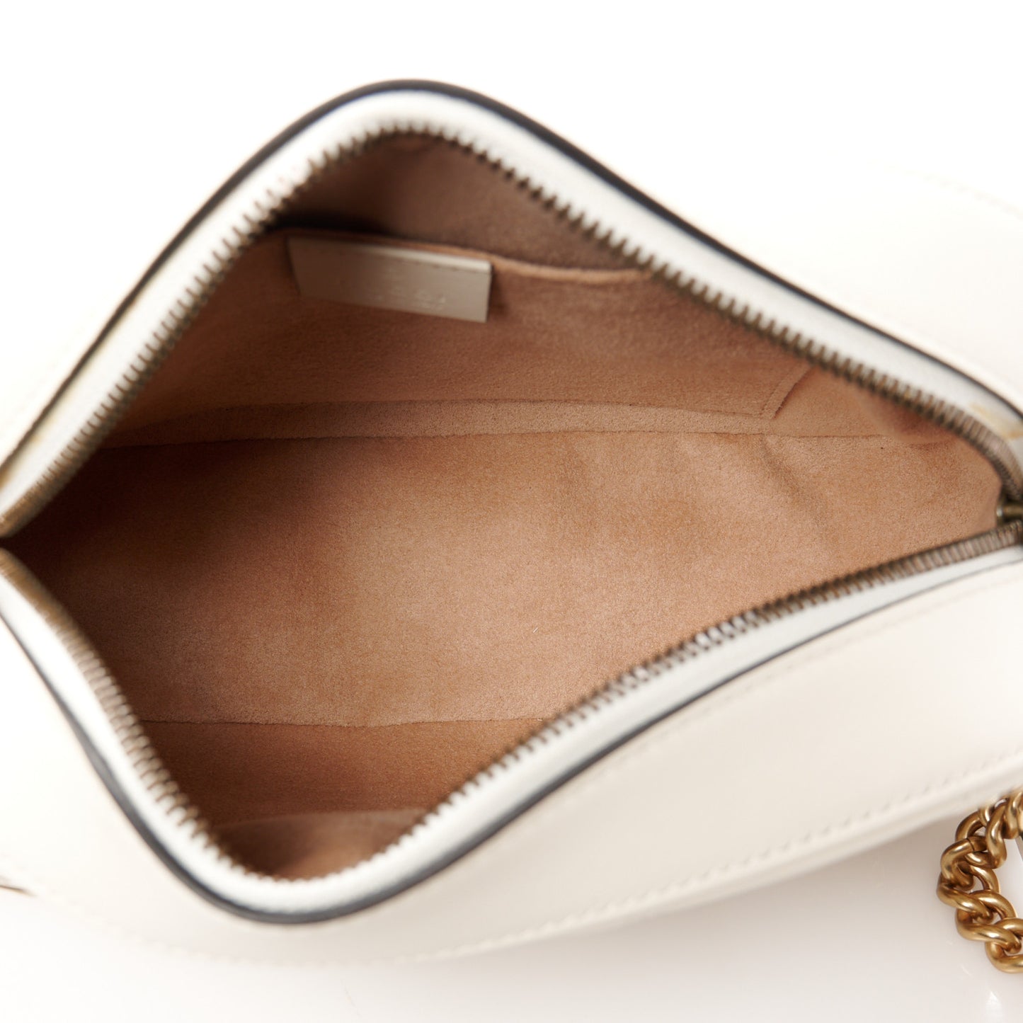 Calfskin Matelasse Animal Studs Small GG Marmont Chain Shoulder Bag White