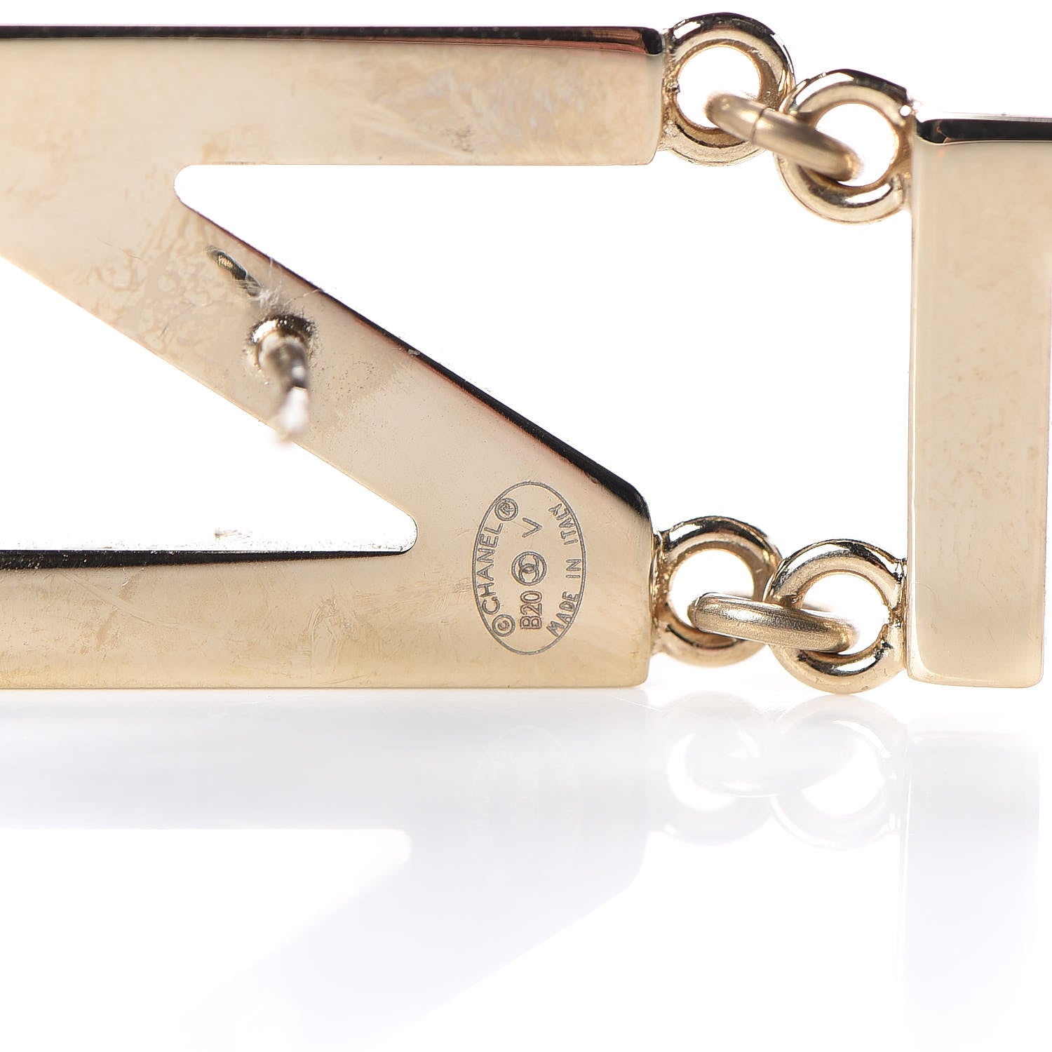 Chanel Metal Cha-Nel Logo Drop Earrings Gold 4 of 5