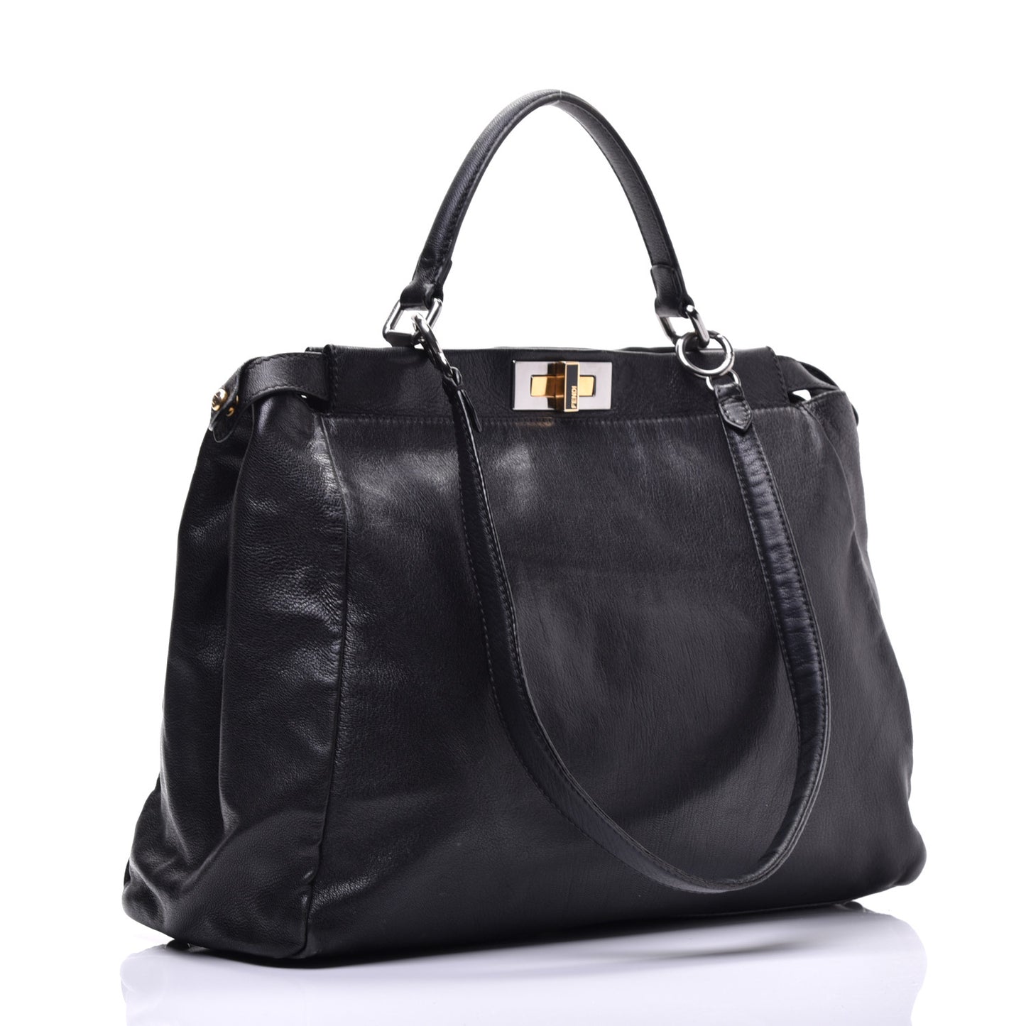 Goatskin Large Peekaboo Iconic Satchel Black