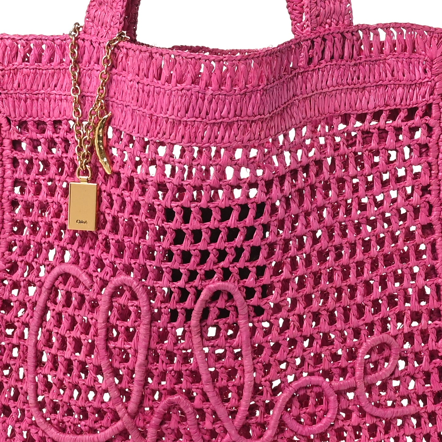 Raffia Summer Banana Tote Fuchsia Rose