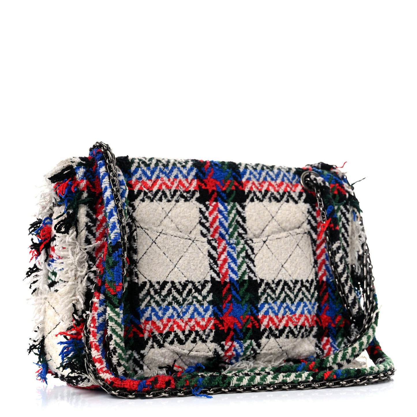 Tweed Quilted Embellished 2.55 Reissue 225 Flap White Multicolor